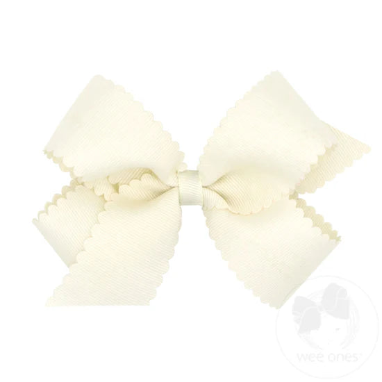 Antique White Scalloped Bow