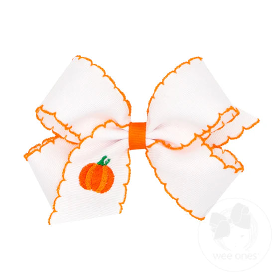 Pumpkin Embroidered Moonstitch Bow