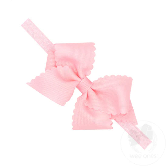 Light Pink Mini Scalloped Bow and Matching Band