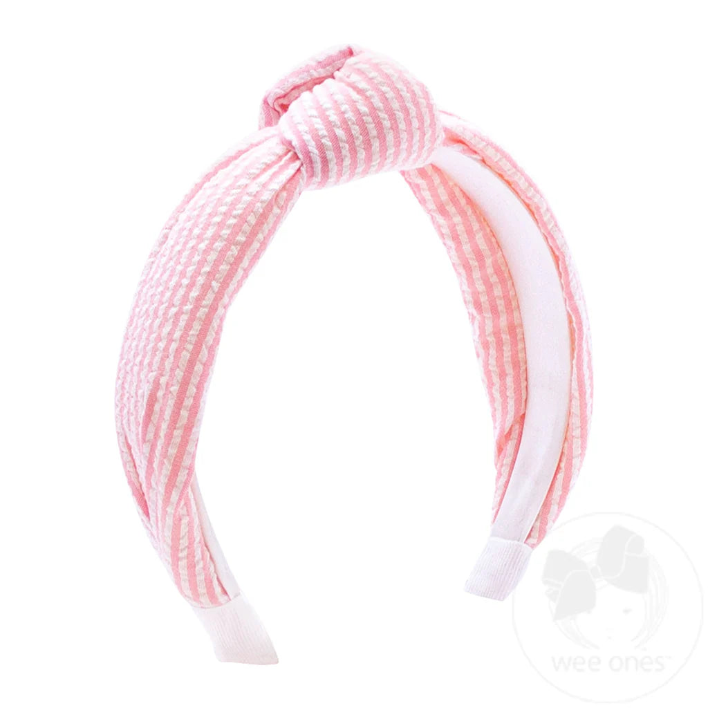 Pink Seersucker Knot Headband