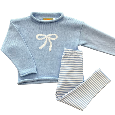 Light Blue and White Striped Leggings