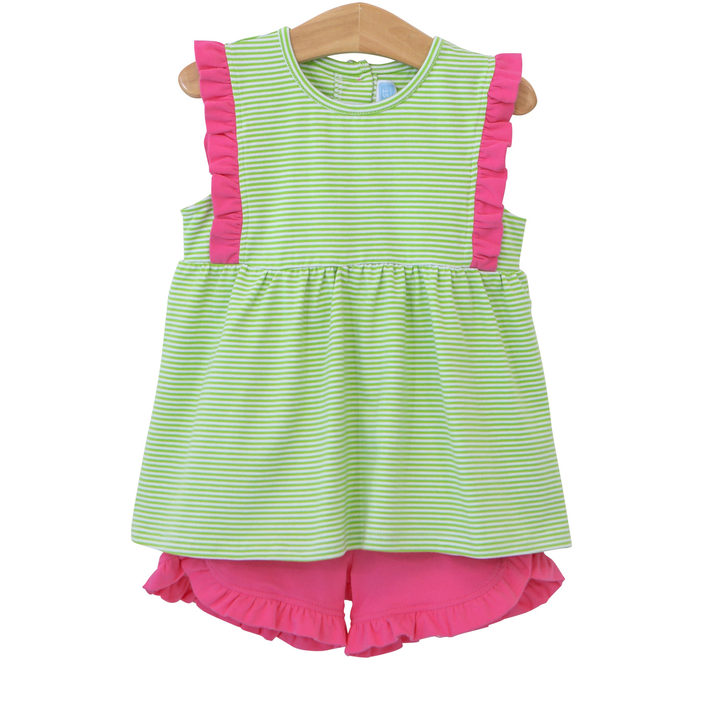 Josie Short Set - Lime Green Stripe/Pink