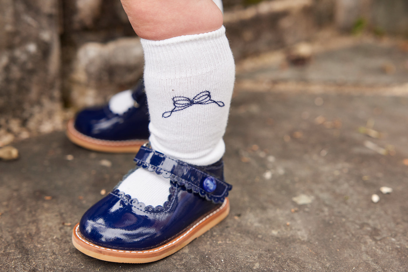 Knee High Socks - Navy Bow