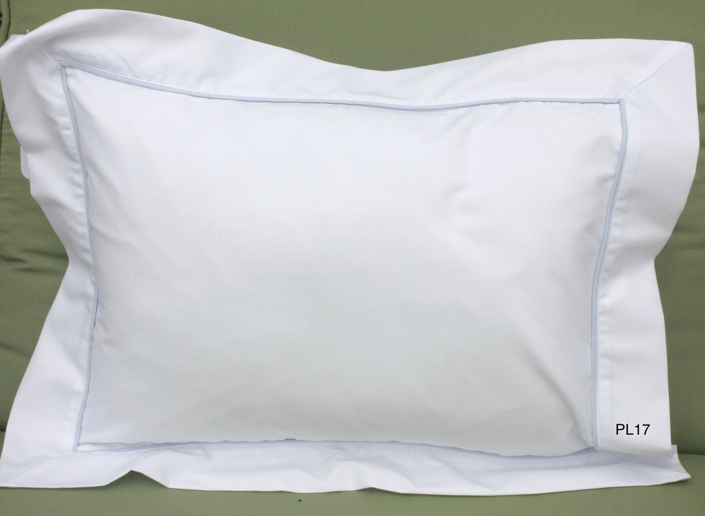 Blue Picot Hemstitch Pillow w/ Insert