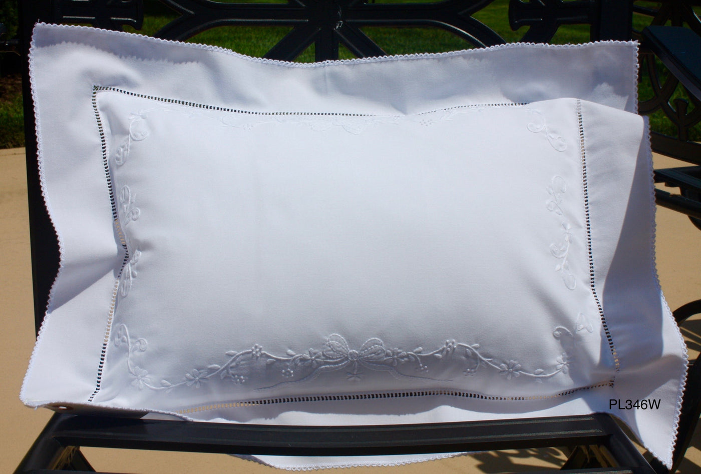 White Embroidered Pillow w/ Insert