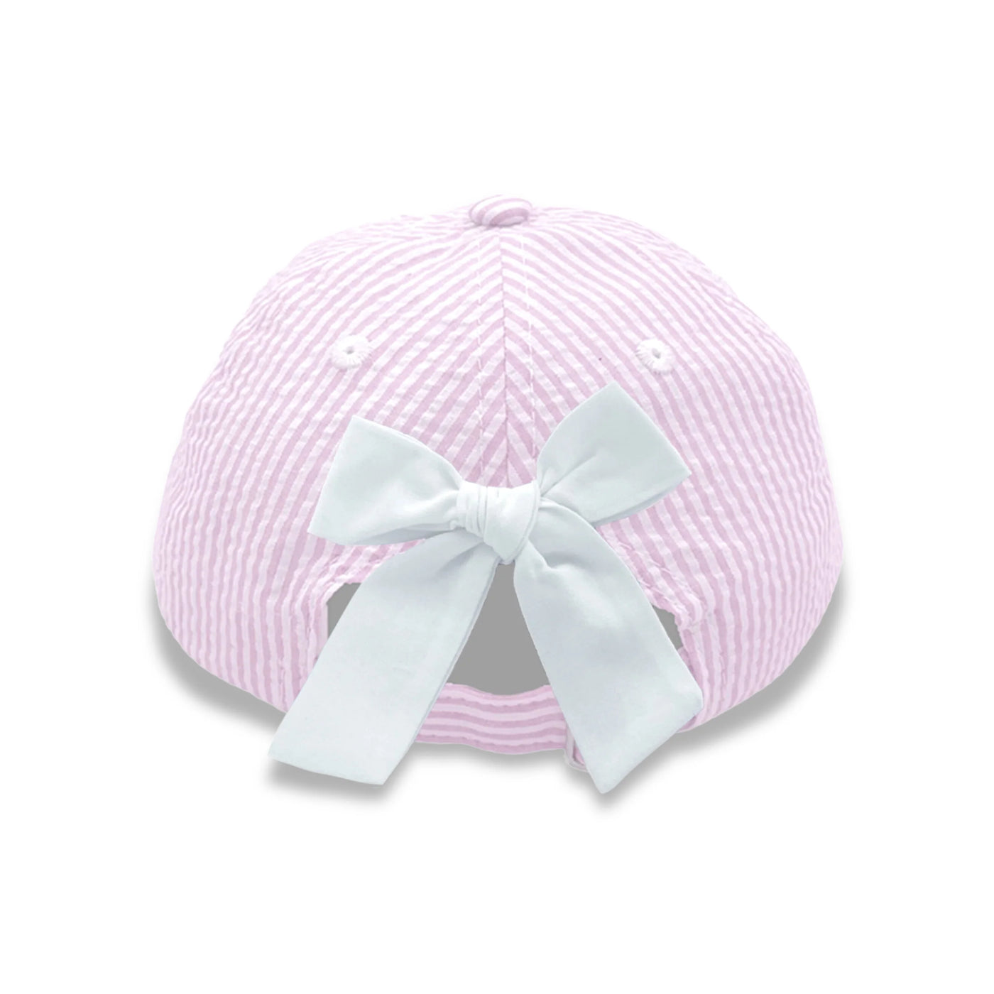 Pink Seersucker Bow Baseball Hat