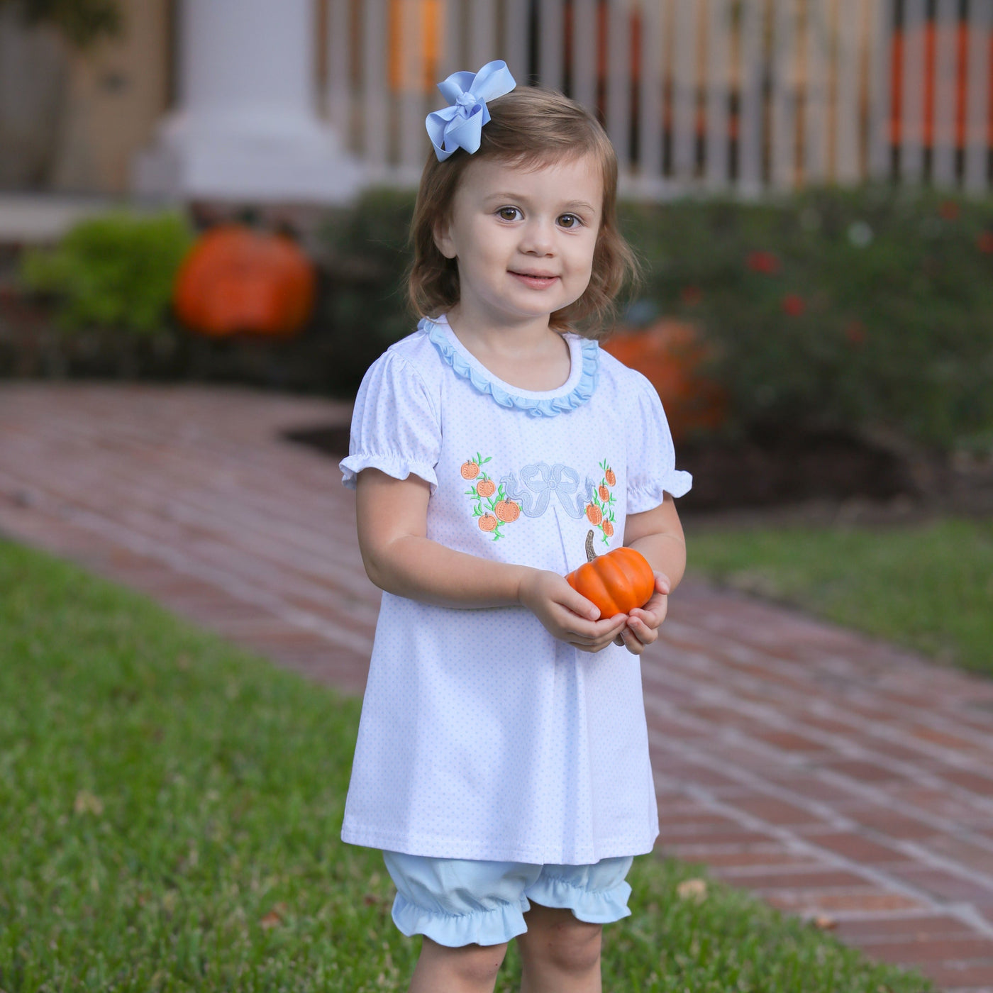 Pumpkin Embroidery Bloomer Set