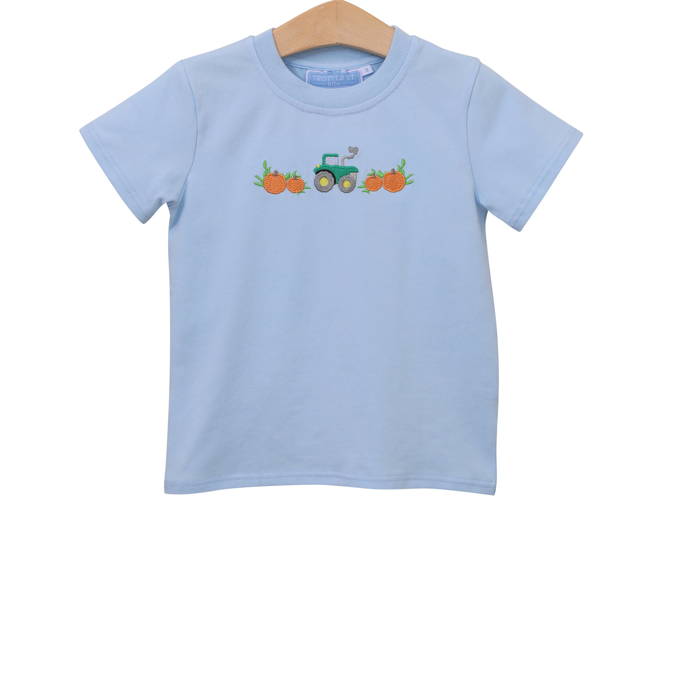 Pumpkin Tractor Embroidery T-Shirt