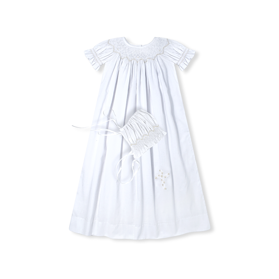 Rosebud Daygown Set - Blessings White, Cross