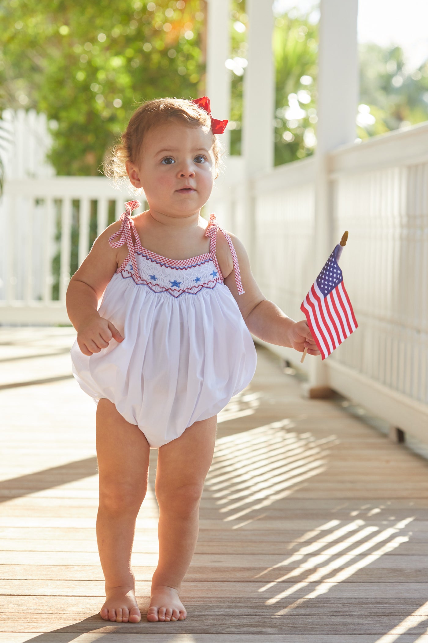 Smocked Tie Shoulder Bubble - Stars