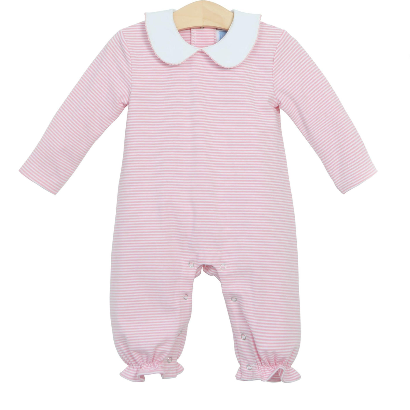 Claire Long Sleeve Romper - Light Pink Stripe