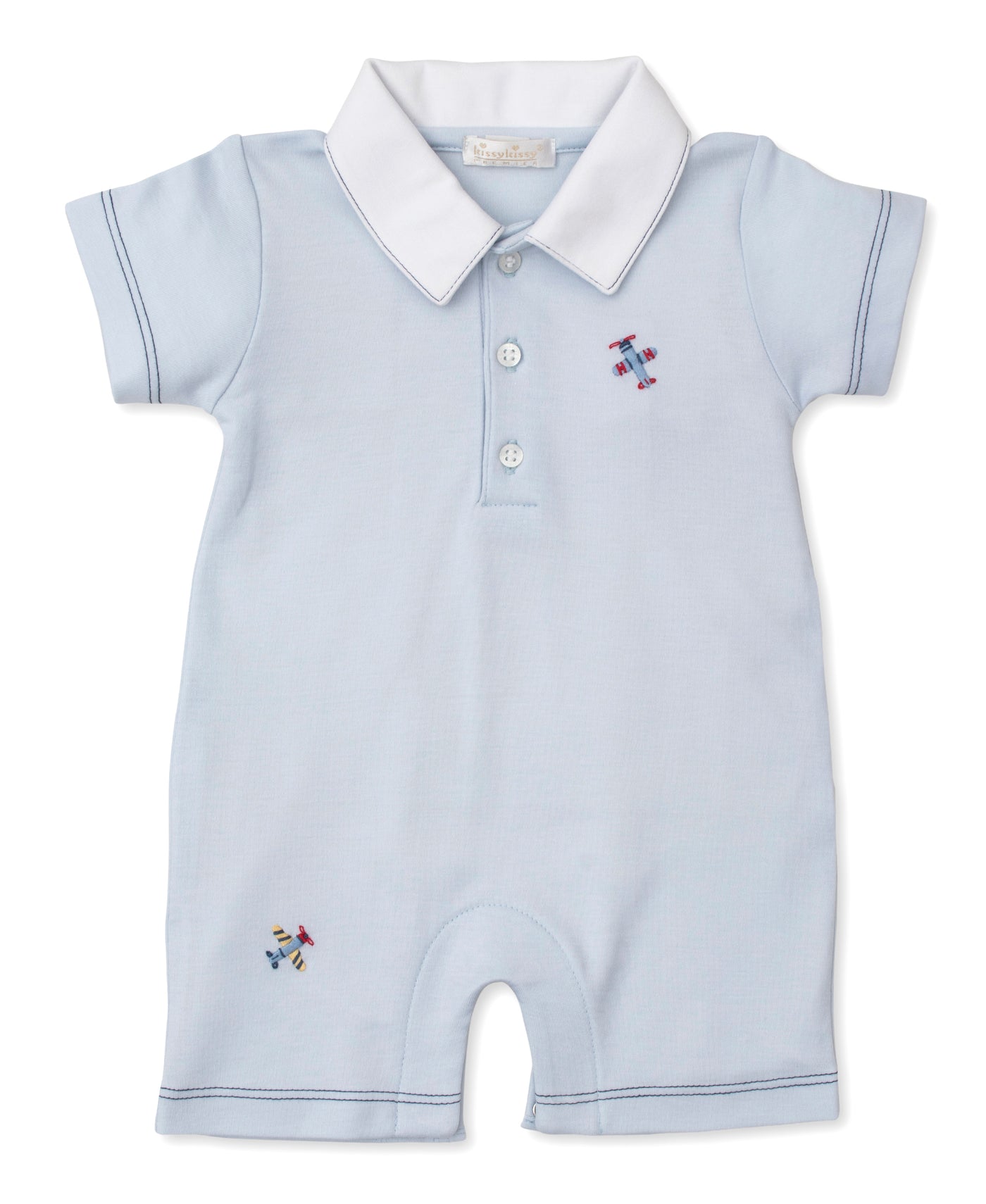 Airplane Embroidered Collared Playsuit