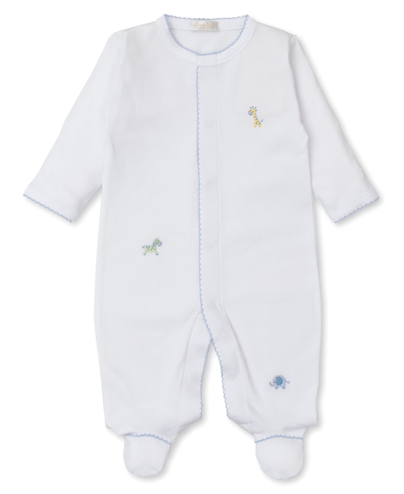 Jungle Friends Embroidered Footie - Blue