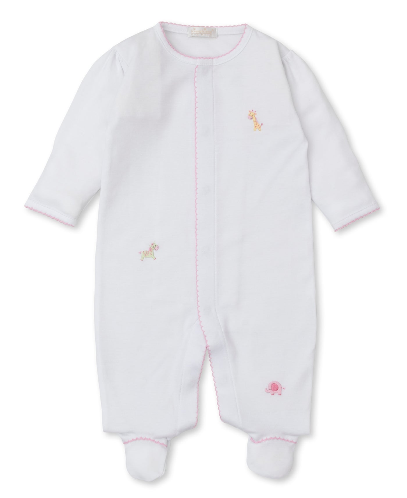 Jungle Friends Embroidered Footie - Pink