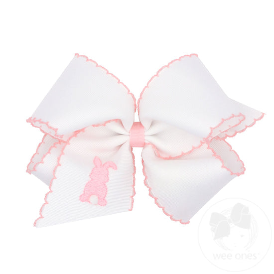 White Bunny Embroidered Bow
