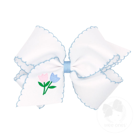 Tulip Embroidered Bow