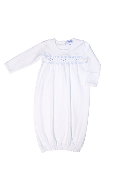 Nella Smocked Gown - Blue