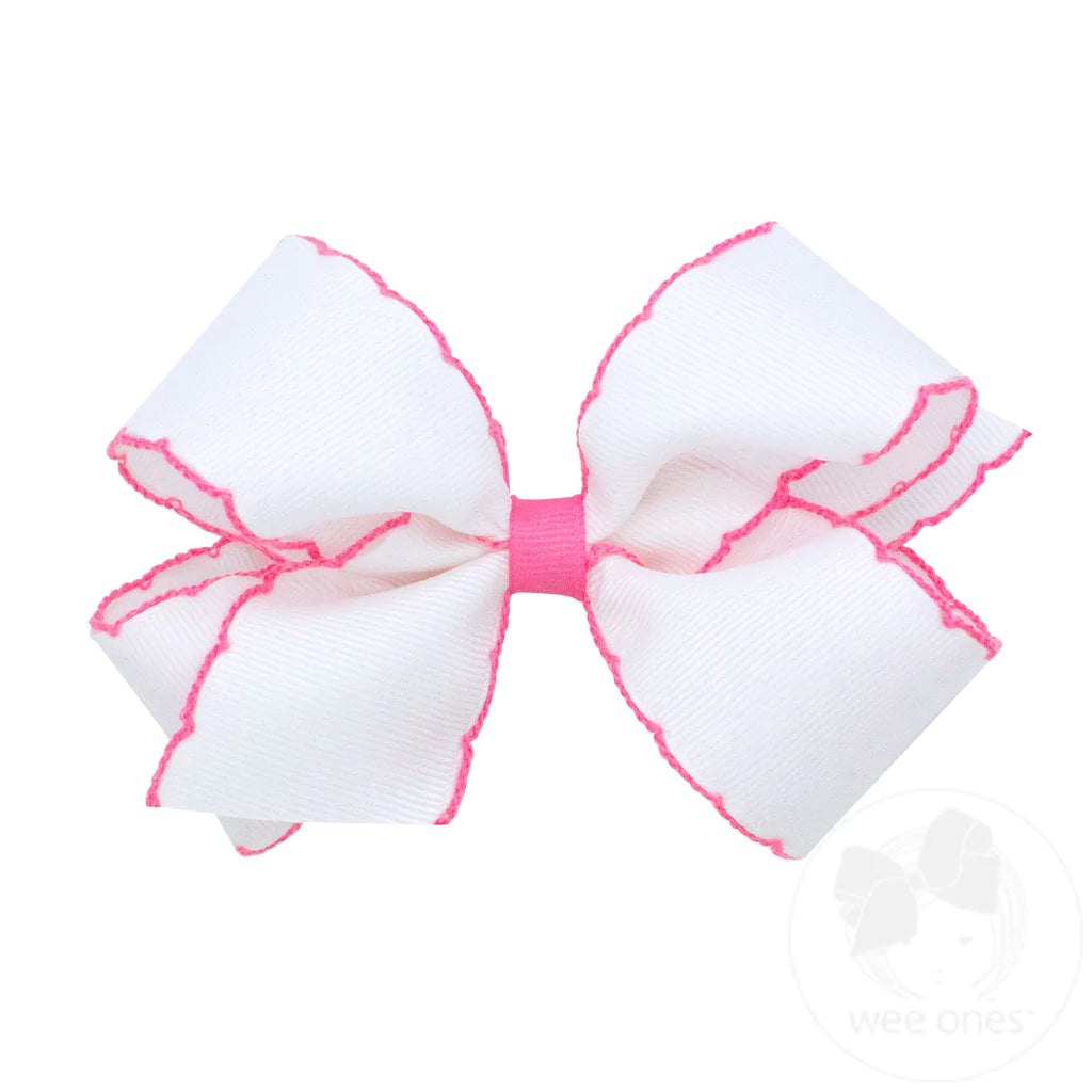 White/Pink Moonstitch Bow