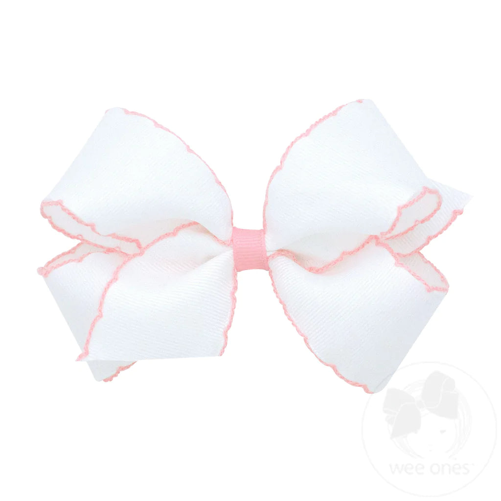 White/Light Pink Moonstitch Bow