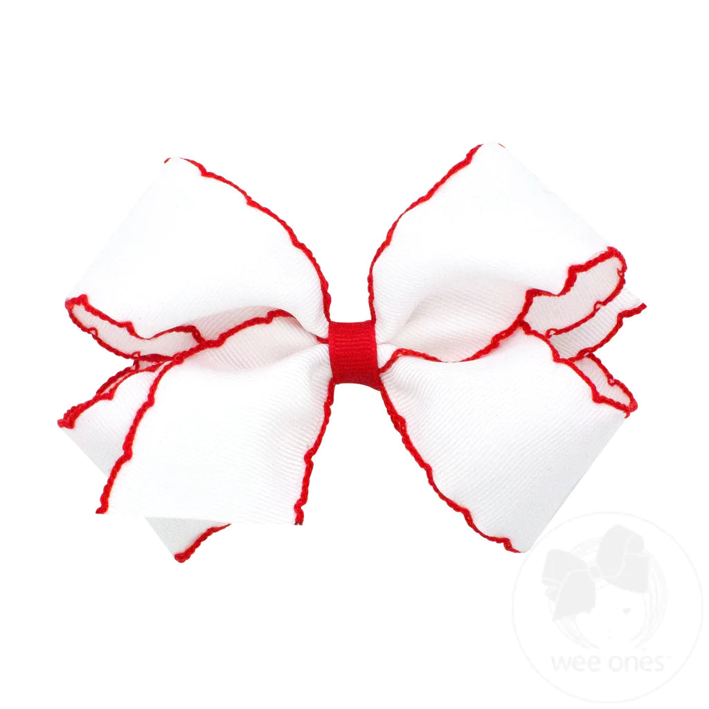 White/Red Moonstitch Bow