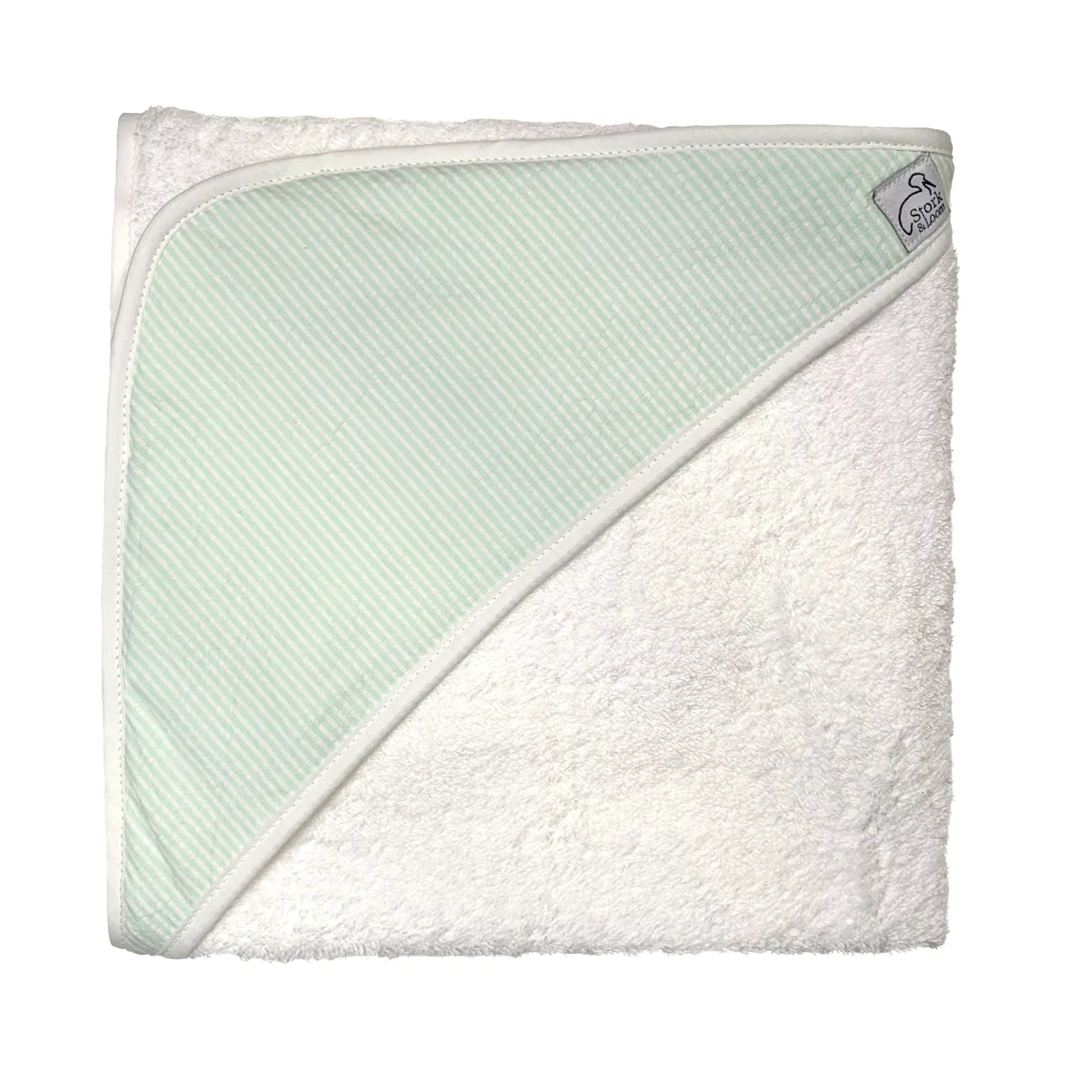 Mint Seersucker Hooded Towel