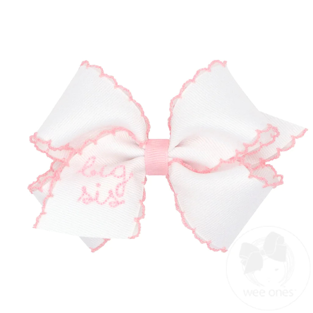 Sister Embroidered Bow - Pink