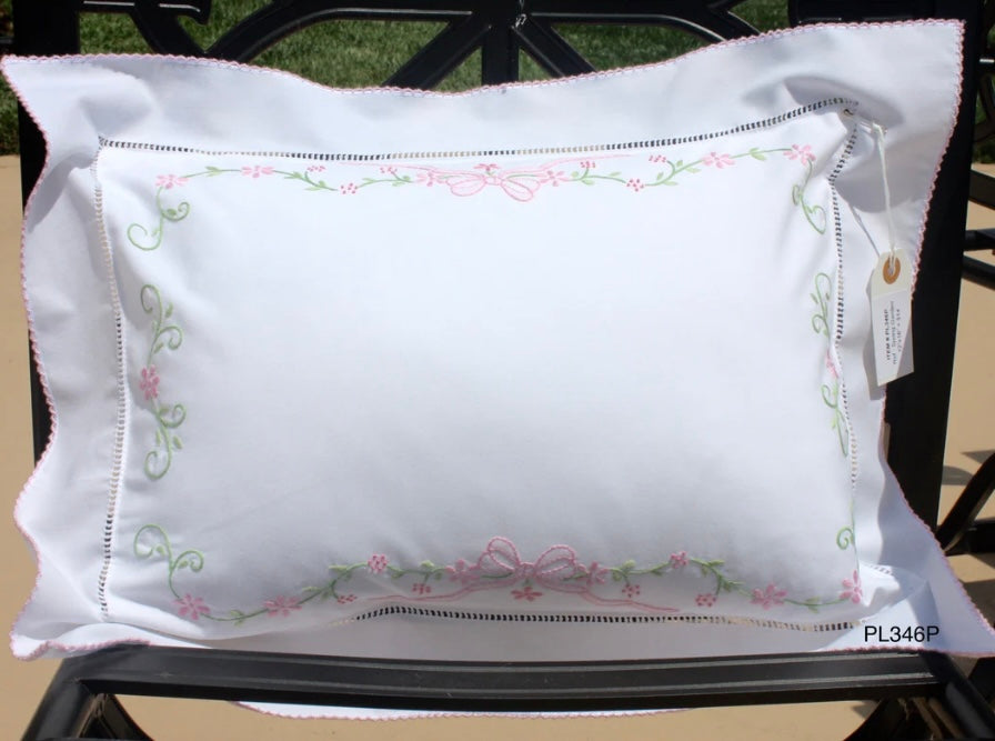 Pink Embroidered Pillow w/ Insert